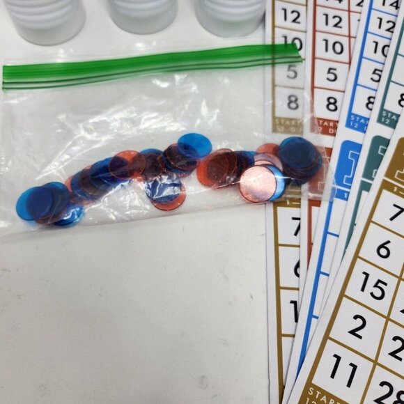 Bingo Game Bundle - 20 Cards, Chips, and 3 Bingo Markers Pink Green Purple - Picture 3 of 4